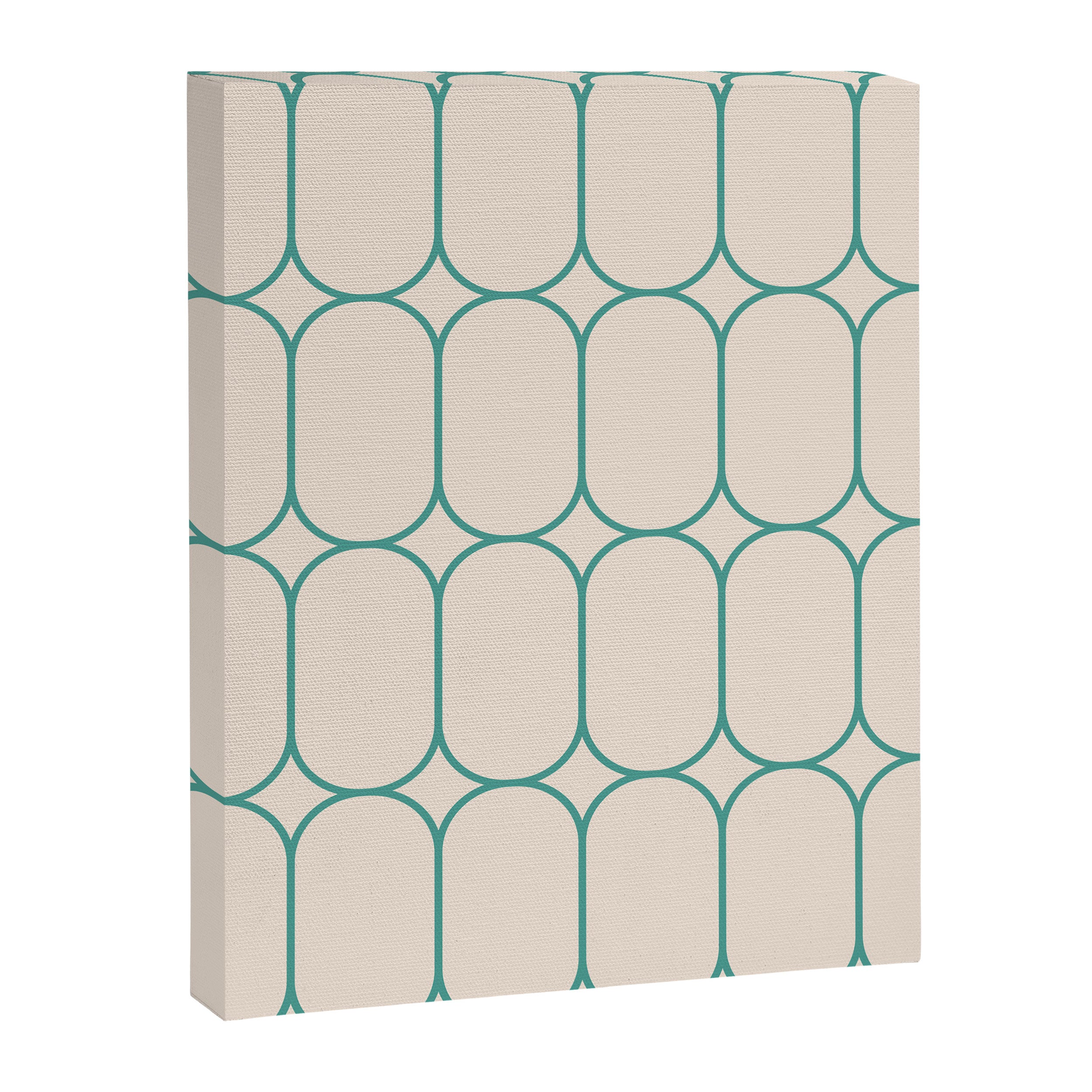 Mod Pods Geometric Pattern in Vintage Beige and Teal Canvas Print Gallery Image 8