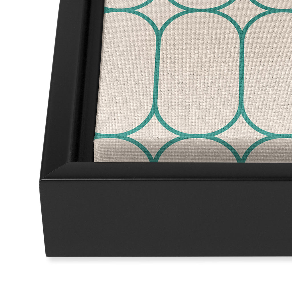 Mod Pods Geometric Pattern in Vintage Beige and Teal Framed Canvas Print Gallery Image 3