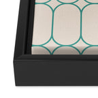 Mod Pods Geometric Pattern in Vintage Beige and Teal Framed Canvas Print Gallery Image 3
