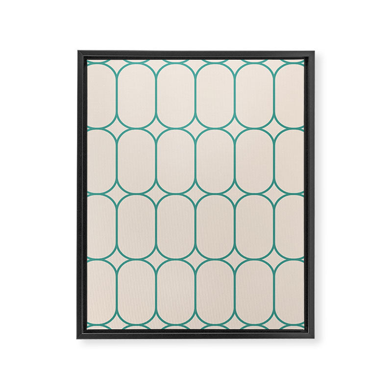 Mod Pods Geometric Pattern in Vintage Beige and Teal Framed Canvas Print Gallery Image 8