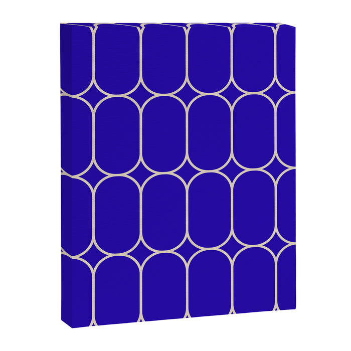 Mod Pods Pattern in Cobalt Blue and Beige Canvas Print Gallery Image 1
