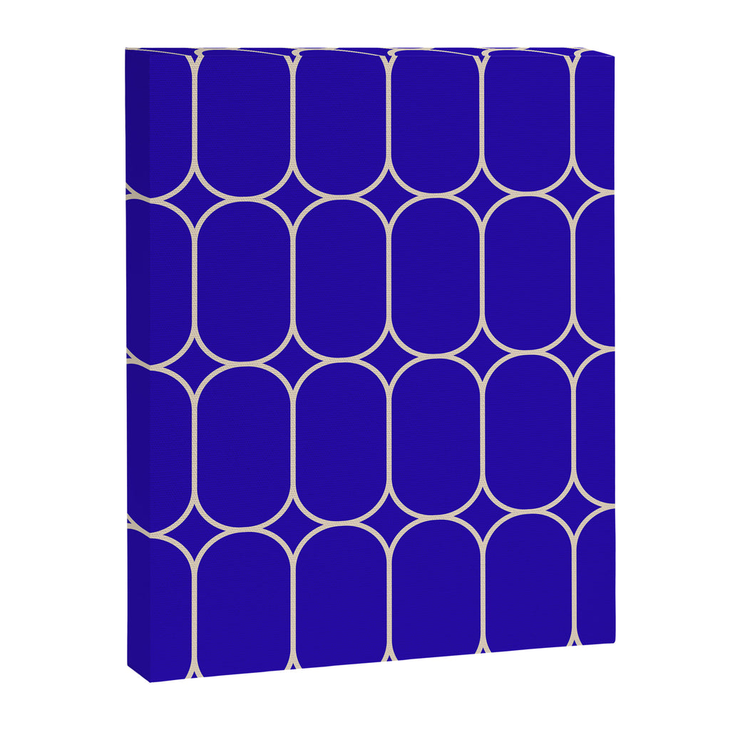 Mod Pods Pattern in Cobalt Blue and Beige Canvas Print Gallery Image 8