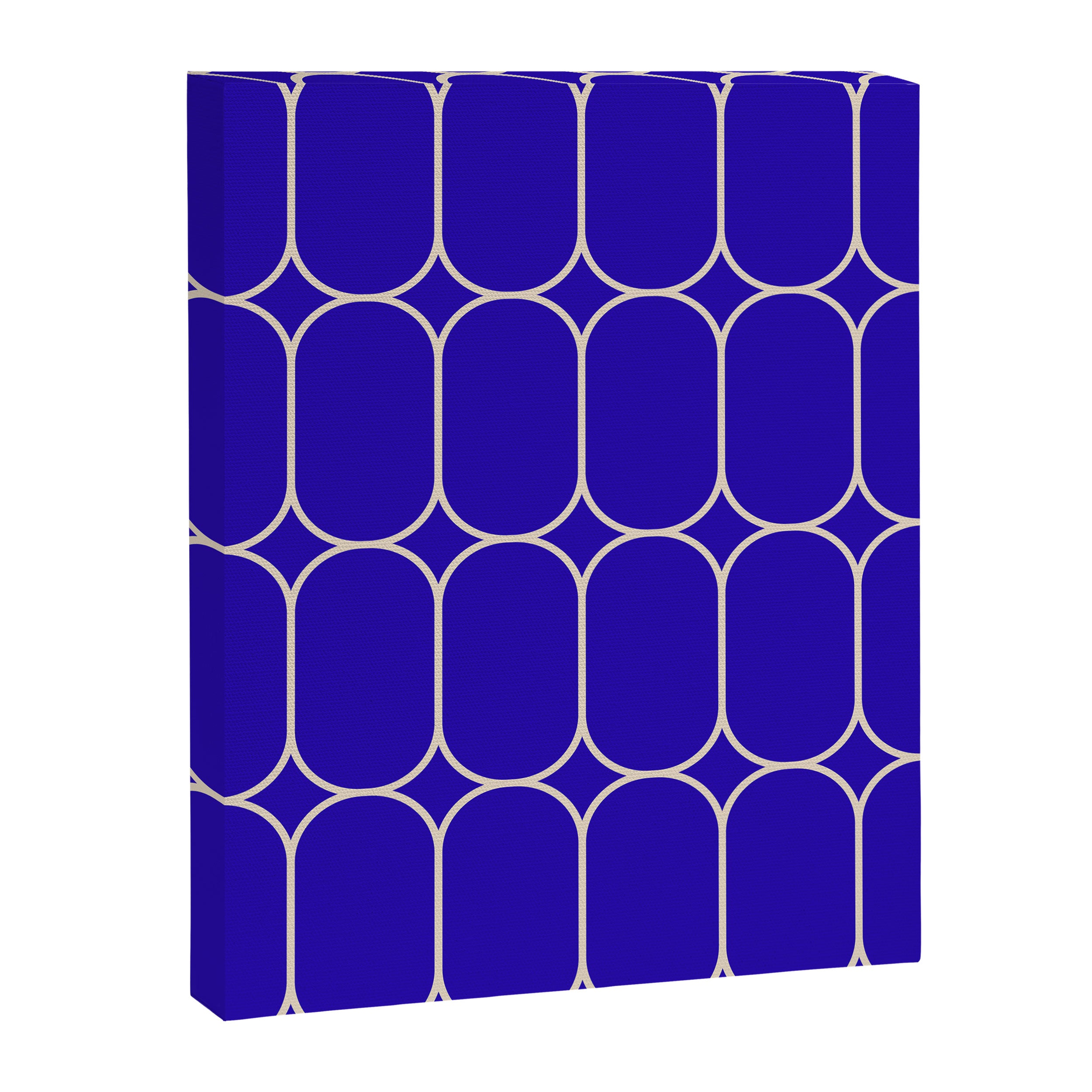 Mod Pods Pattern in Cobalt Blue and Beige Canvas Print Gallery Image 8