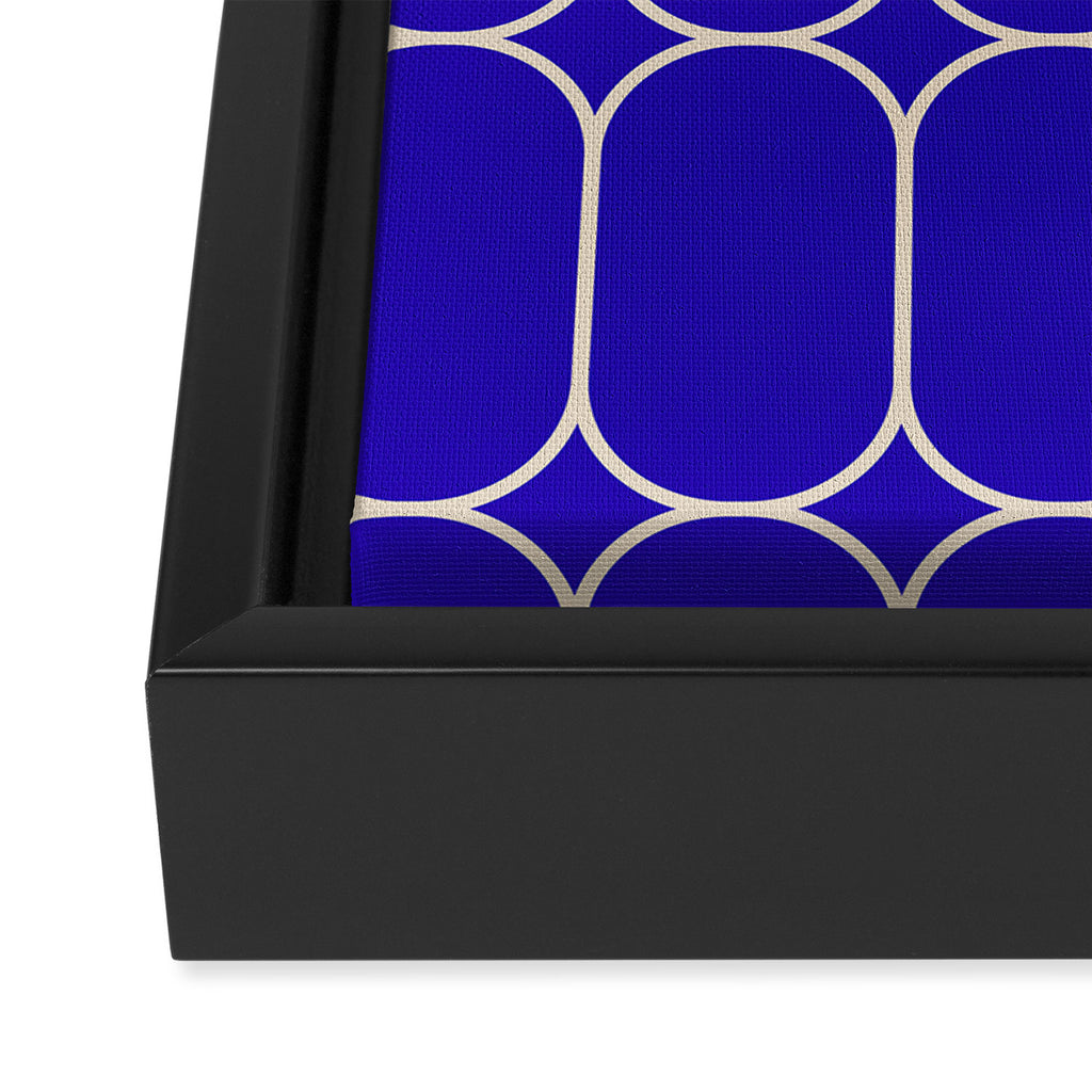 Mod Pods Pattern in Cobalt Blue and Beige Framed Canvas Print Gallery Image 3