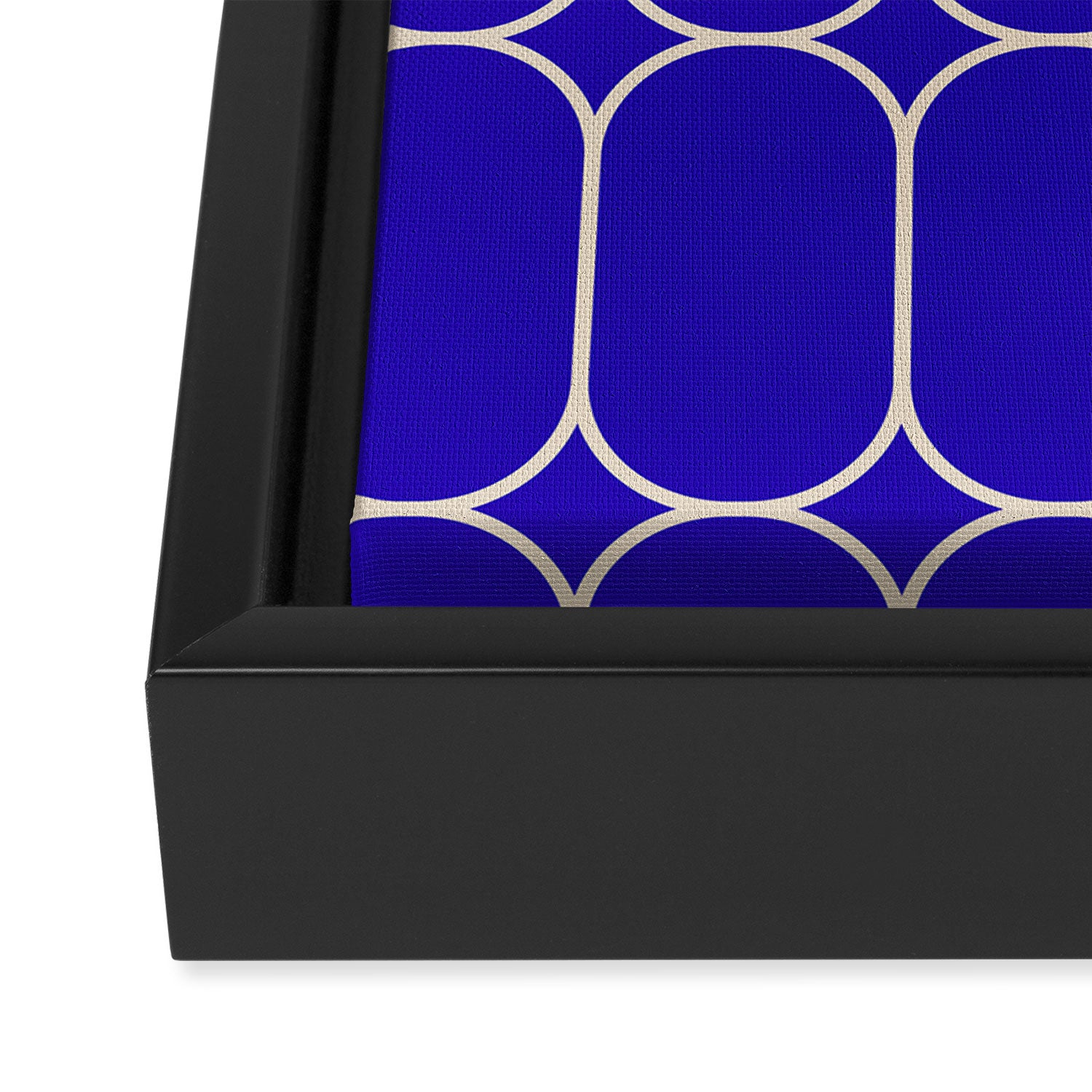 Mod Pods Pattern in Cobalt Blue and Beige Framed Canvas Print Gallery Image 3
