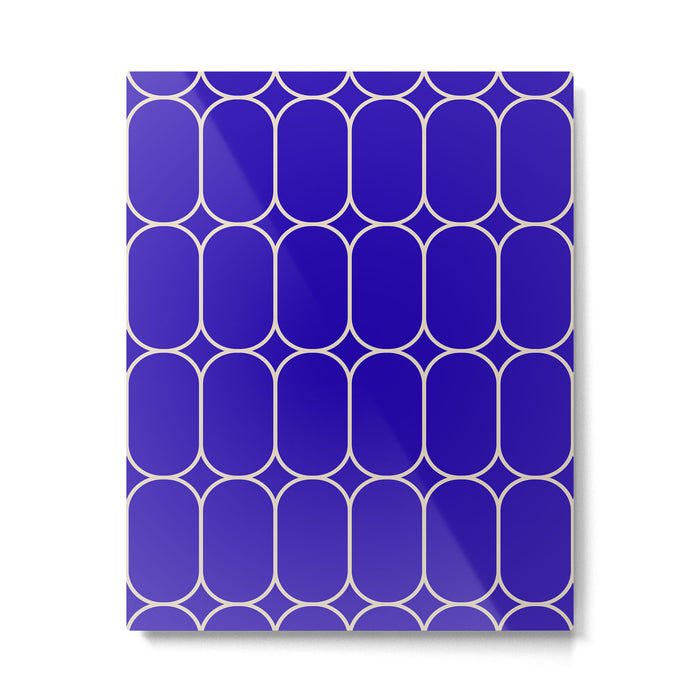 Mod Pods Pattern in Cobalt Blue and Beige Metal Print Gallery Image 1