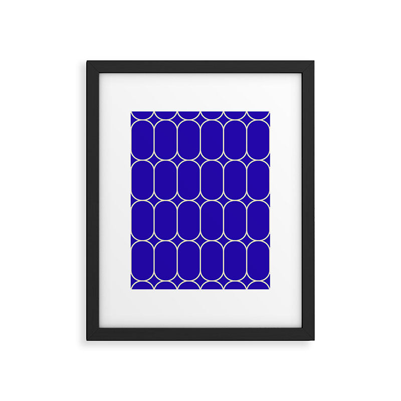Mod Pods Pattern in Cobalt Blue and Beige Framed Art Print Gallery Image 6