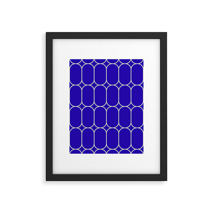 Mod Pods Pattern in Cobalt Blue and Beige Framed Art Print Gallery Image 1