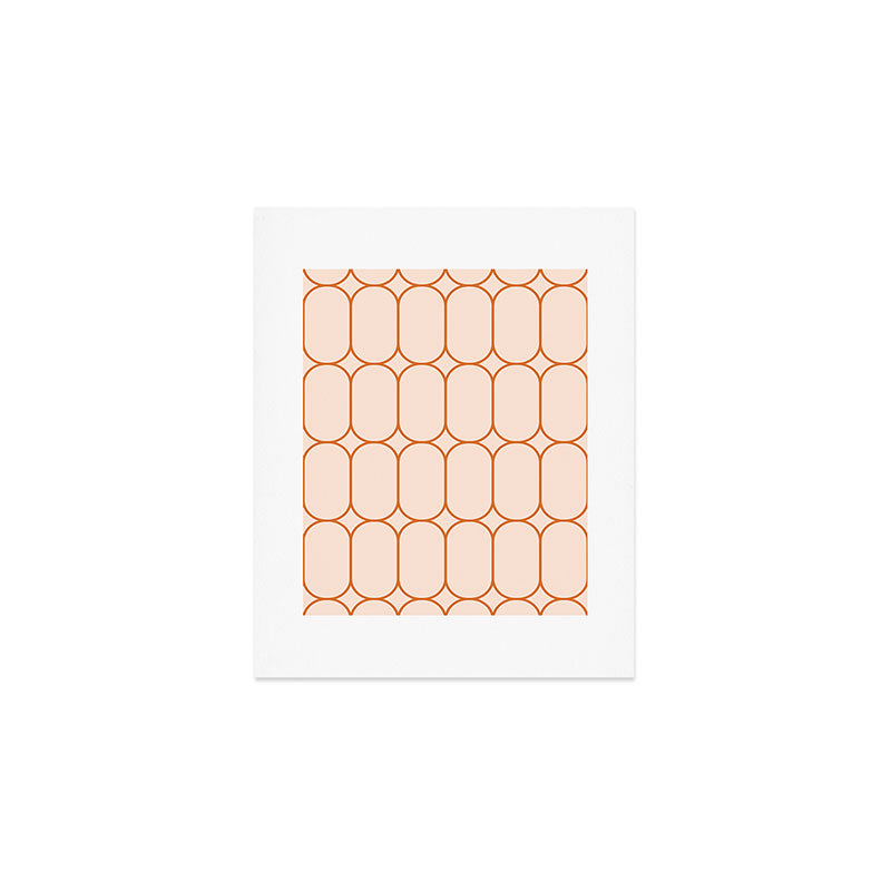 Mod Pods Retro Geo Pattern in Burnt Orange Cream Art Print Gallery Image 1