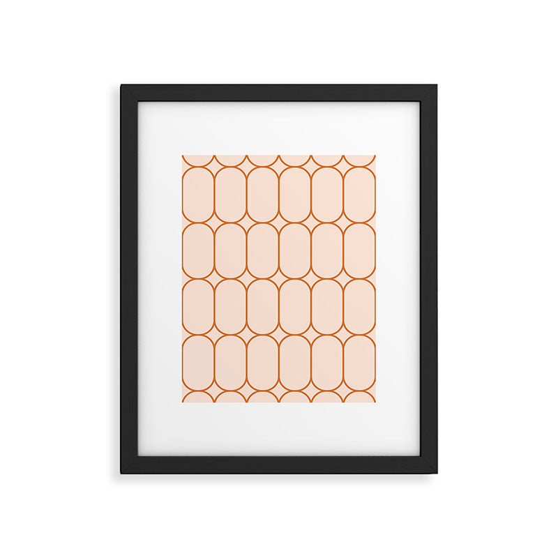 Mod Pods Retro Geo Pattern in Burnt Orange Cream Framed Art Print Gallery Image 6