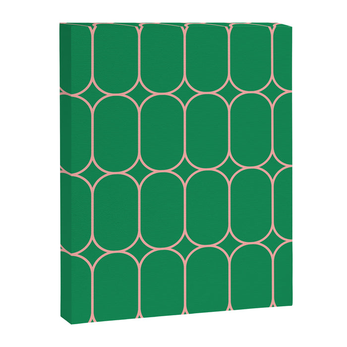 Mod Pods Retro Geometric Pattern in Bright Green and Pink Canvas Print Gallery Image 1