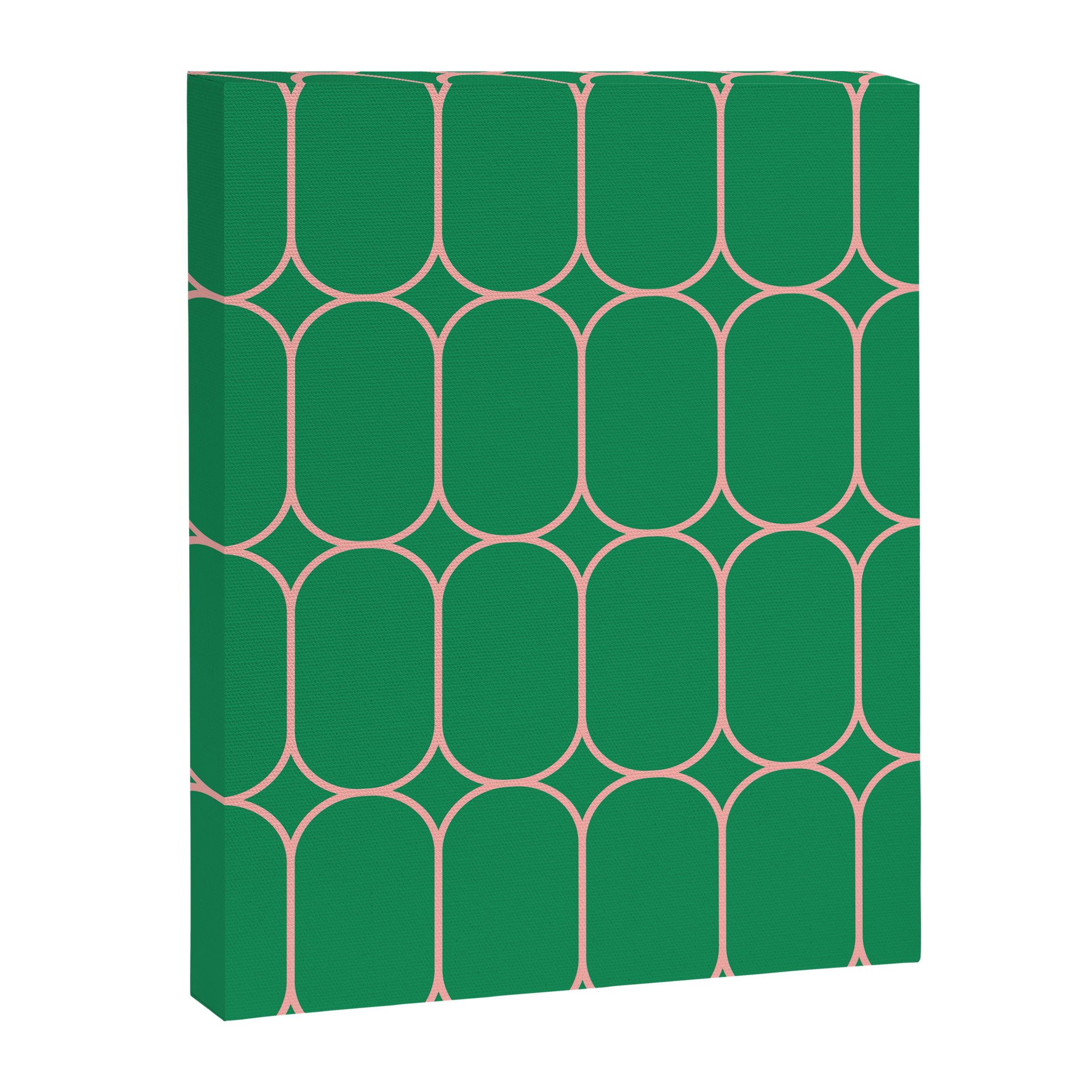 Mod Pods Retro Geometric Pattern in Bright Green and Pink Canvas Print Gallery Image 8