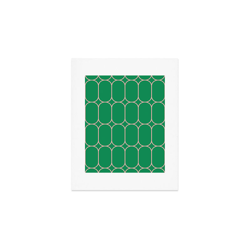 Mod Pods Retro Geometric Pattern in Bright Green and Pink Art Print Gallery Image 1