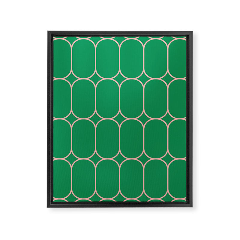 Mod Pods Retro Geometric Pattern in Bright Green and Pink Framed Canvas Print Gallery Image 8