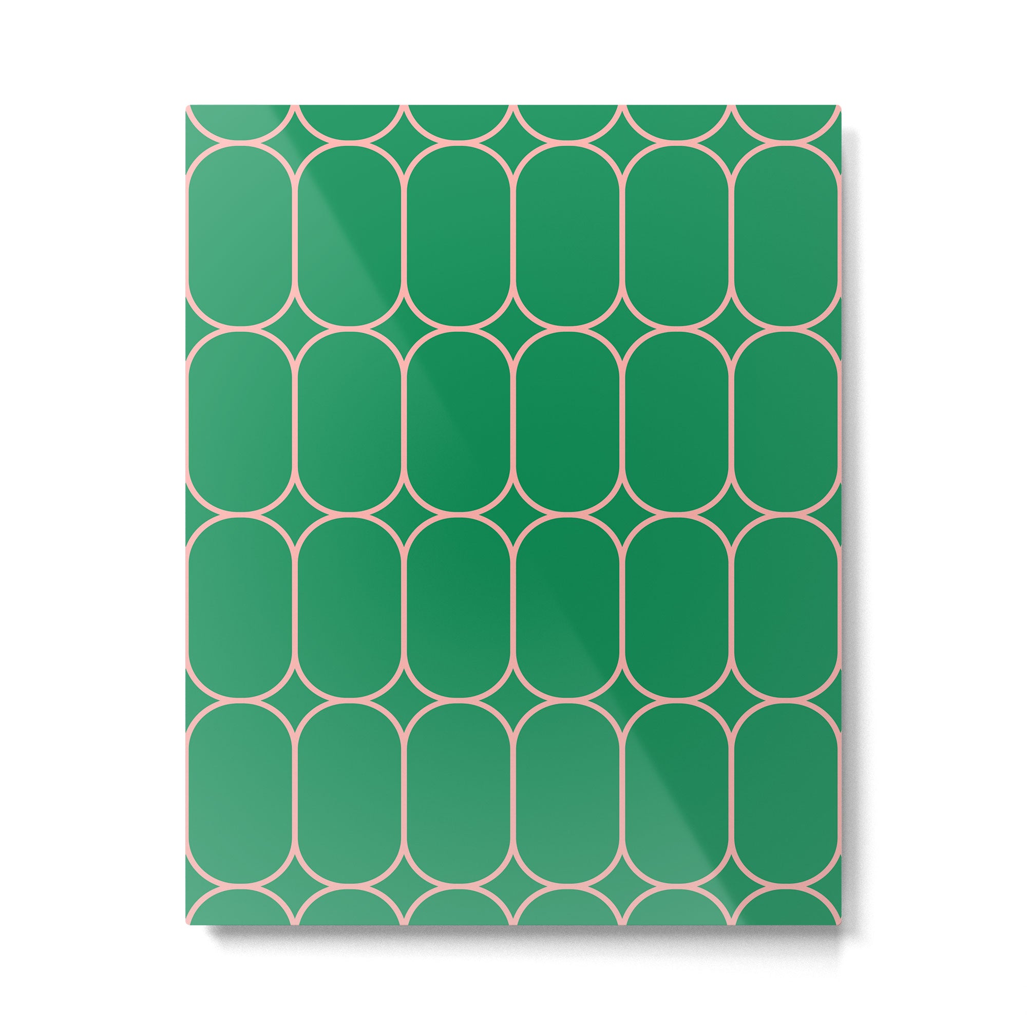 Mod Pods Retro Geometric Pattern in Bright Green and Pink Metal Print Gallery Image 6