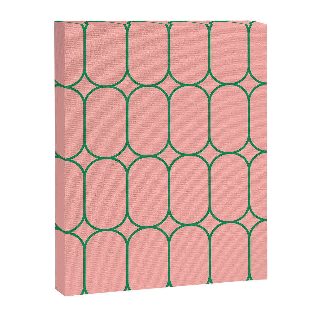 Mod Pods Retro Minimalist Geometric Pattern in Pink and Bright Green Canvas Print Gallery Image 8