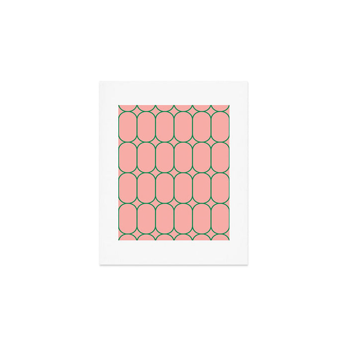 Mod Pods Retro Minimalist Geometric Pattern in Pink and Bright Green Art Print Gallery Image 1