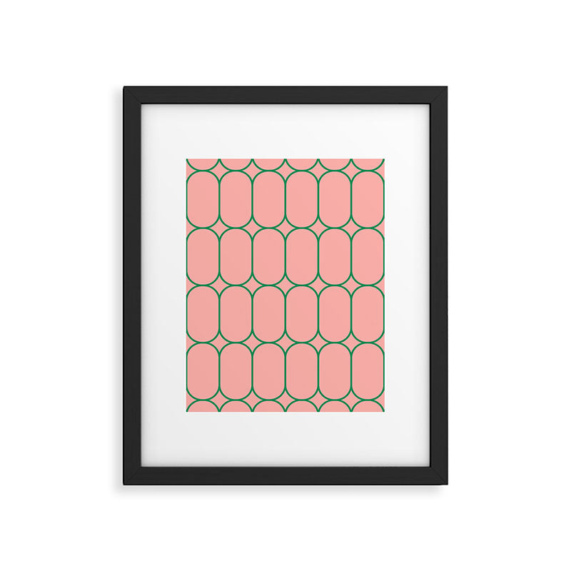 Mod Pods Retro Minimalist Geometric Pattern in Pink and Bright Green Framed Art Print Gallery Image 6