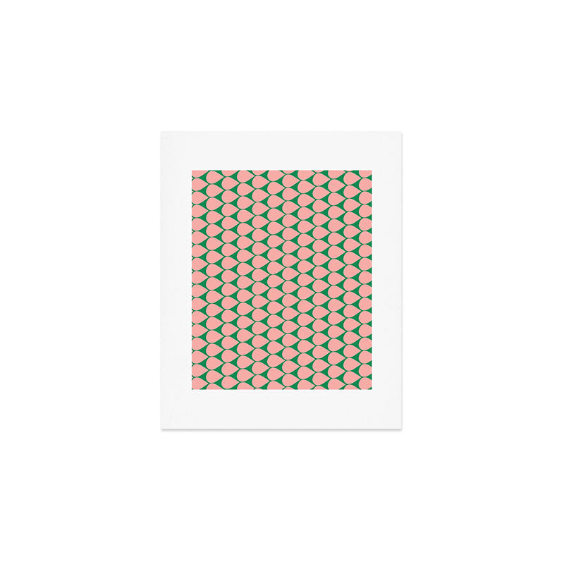 Mod Scales Geometric Pattern in Blush Pink and Green Art Print Gallery Image 1