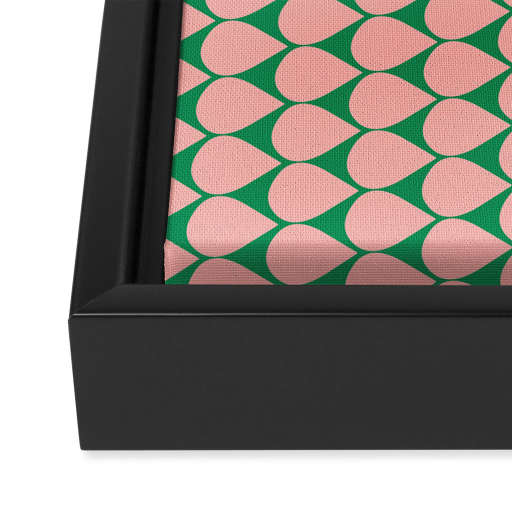 Mod Scales Geometric Pattern in Blush Pink and Green Framed Canvas Print Gallery Image 3