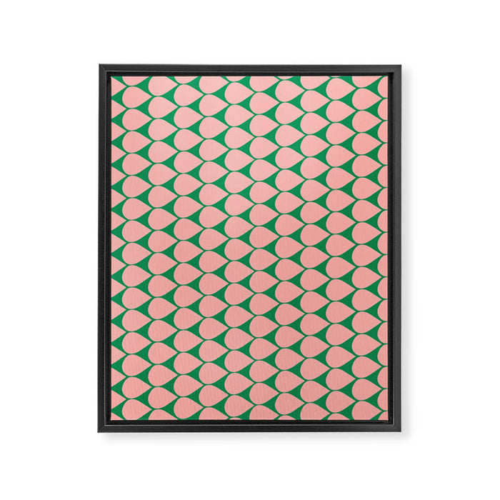Mod Scales Geometric Pattern in Blush Pink and Green Framed Canvas Print Gallery Image 1