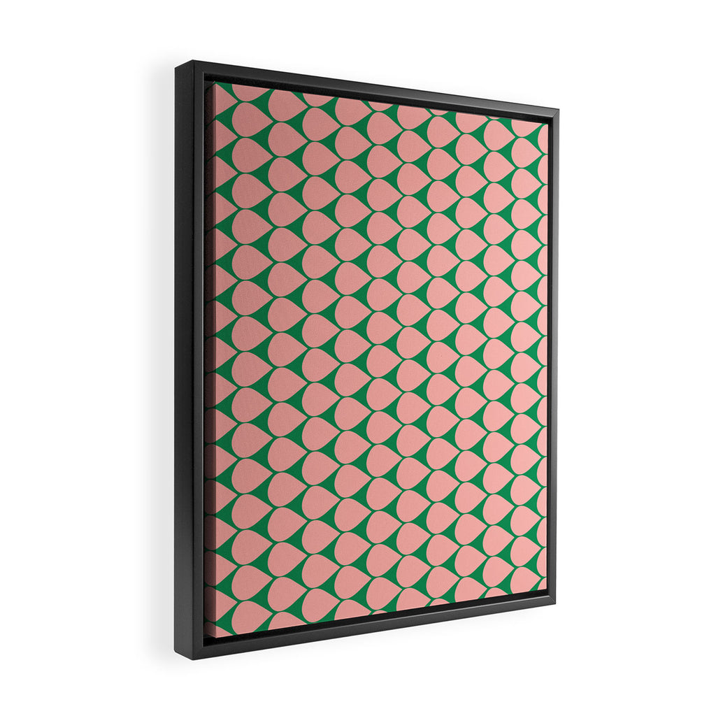 Mod Scales Geometric Pattern in Blush Pink and Green Framed Canvas Print Gallery Image 2