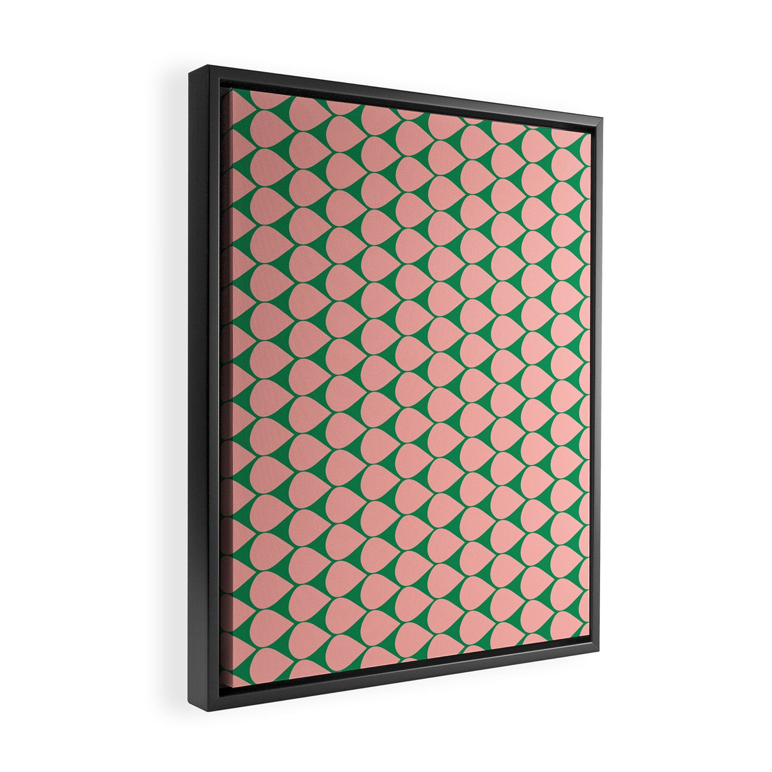 Mod Scales Geometric Pattern in Blush Pink and Green Framed Canvas Print Gallery Image 2