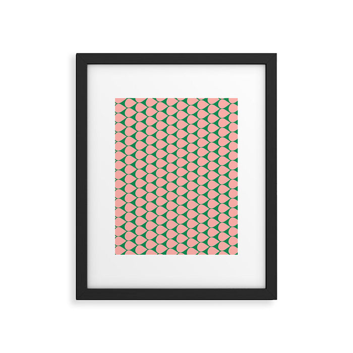 Mod Scales Geometric Pattern in Blush Pink and Green Framed Art Print Gallery Image 1