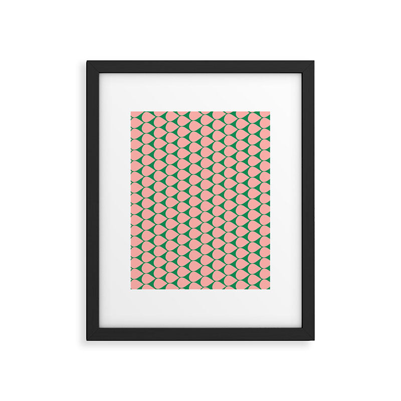 Mod Scales Geometric Pattern in Blush Pink and Green Framed Art Print Gallery Image 6