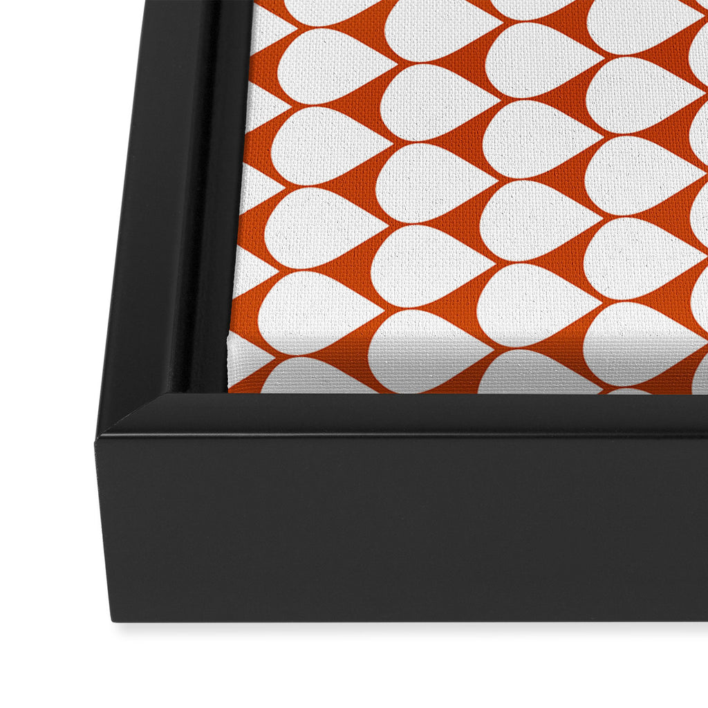 Mod Scales Geometric Pattern in White and Burnt Orange Framed Canvas Print Gallery Image 3