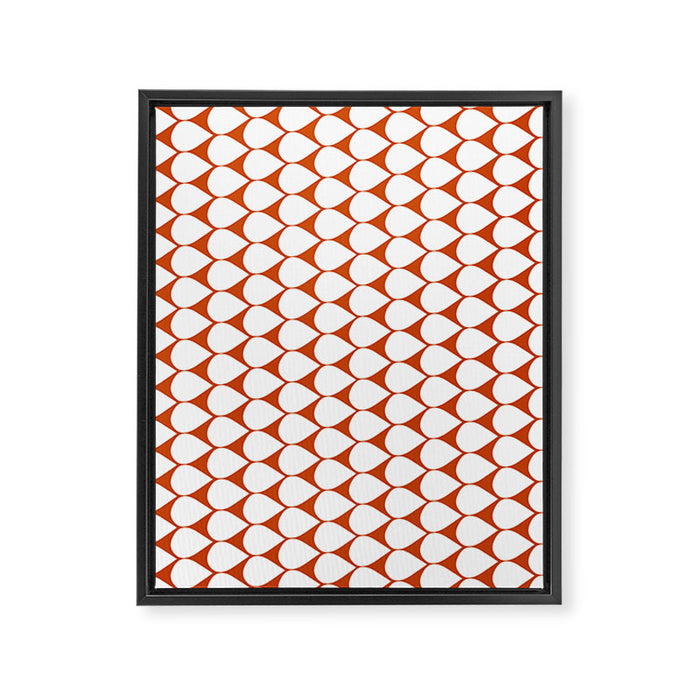 Mod Scales Geometric Pattern in White and Burnt Orange Framed Canvas Print Gallery Image 1