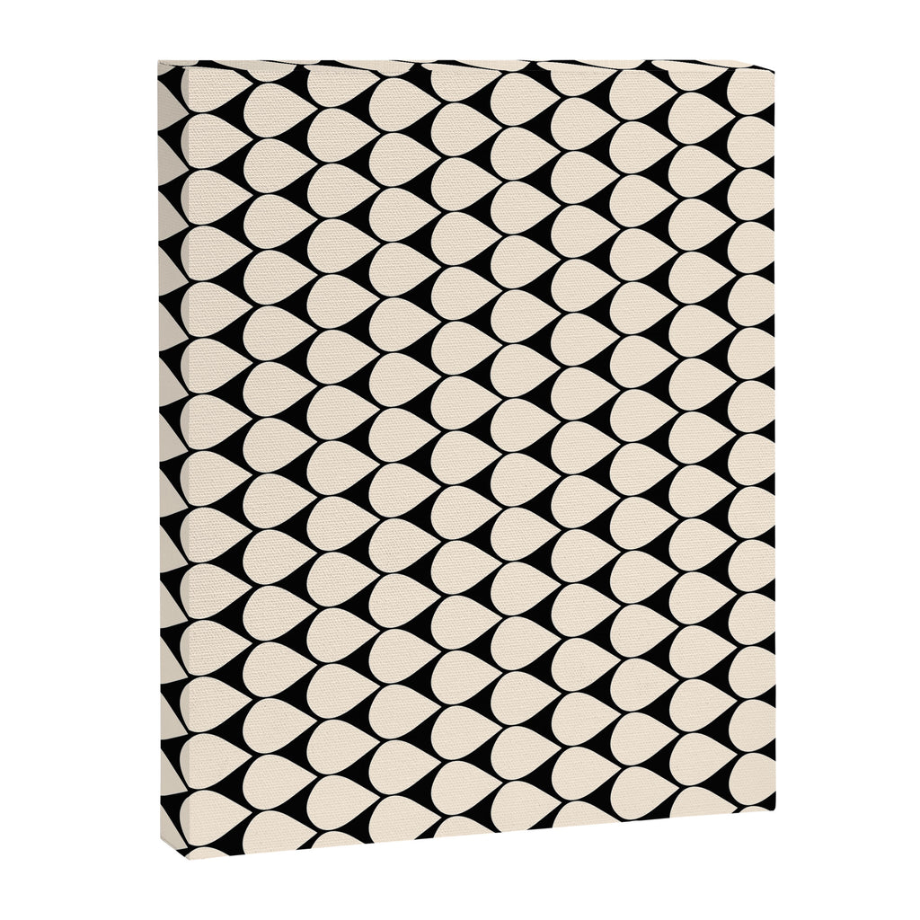 Mod Scales Pattern in Almond Cream and Black Canvas Print Gallery Image 8