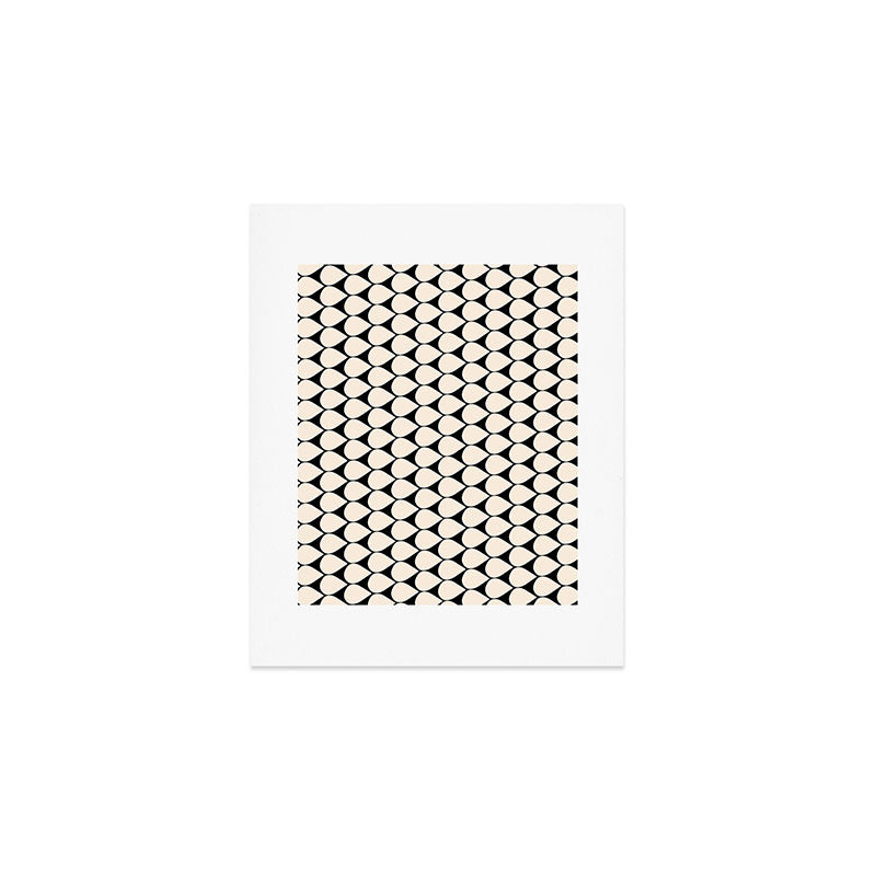 Mod Scales Pattern in Almond Cream and Black Art Print Gallery Image 1