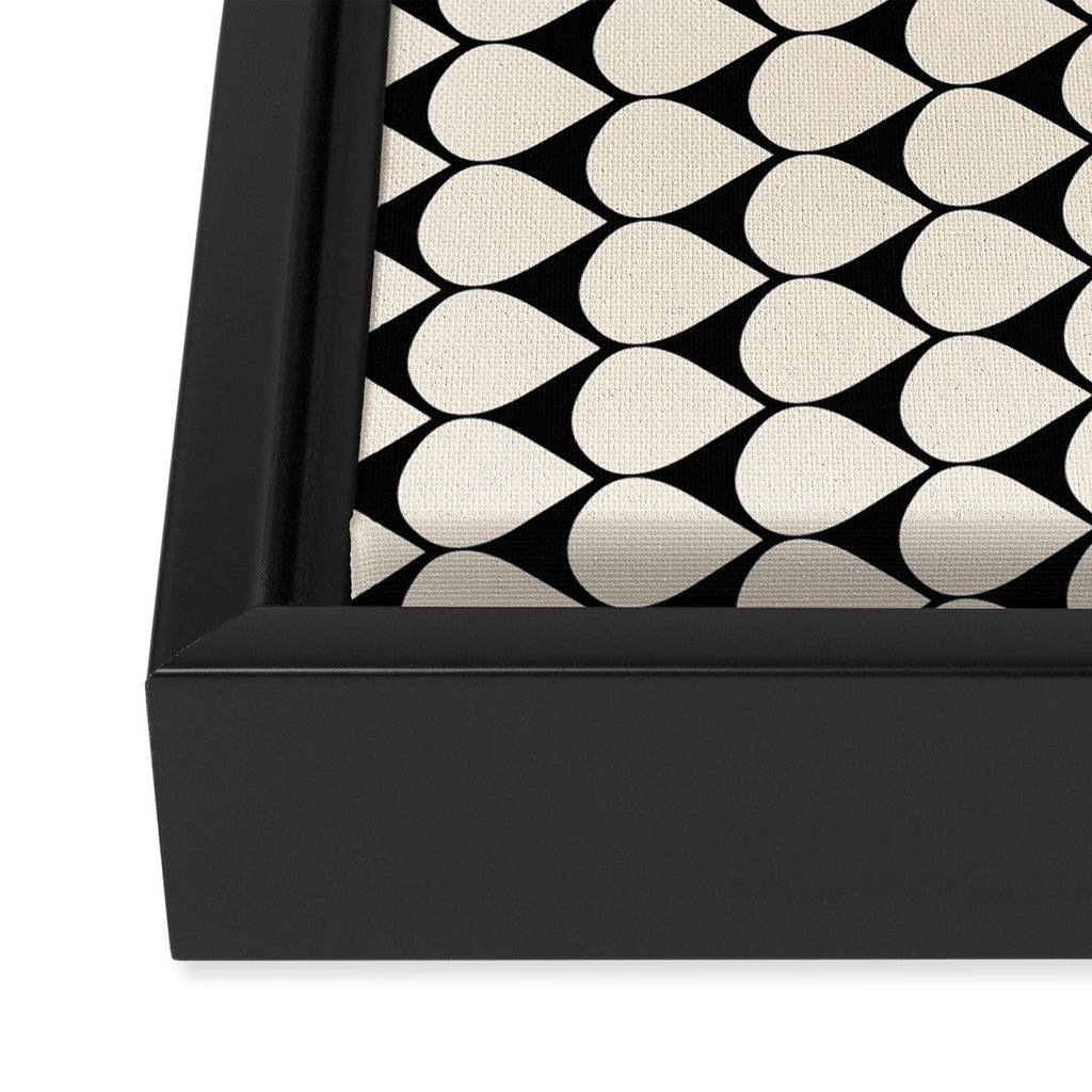 Mod Scales Pattern in Almond Cream and Black Framed Canvas Print Gallery Image 3