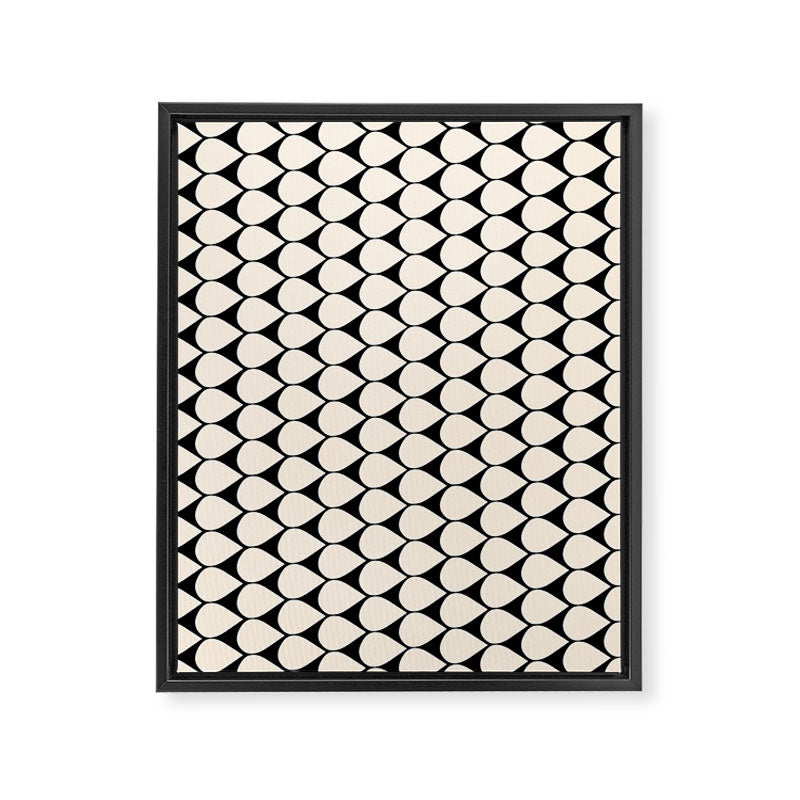 Mod Scales Pattern in Almond Cream and Black Framed Canvas Print Gallery Image 8