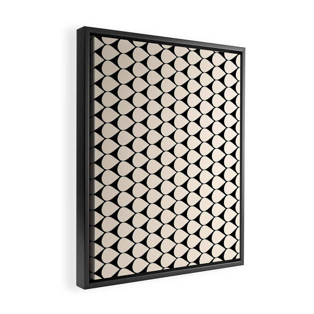 Mod Scales Pattern in Almond Cream and Black Framed Canvas Print Gallery Image 2