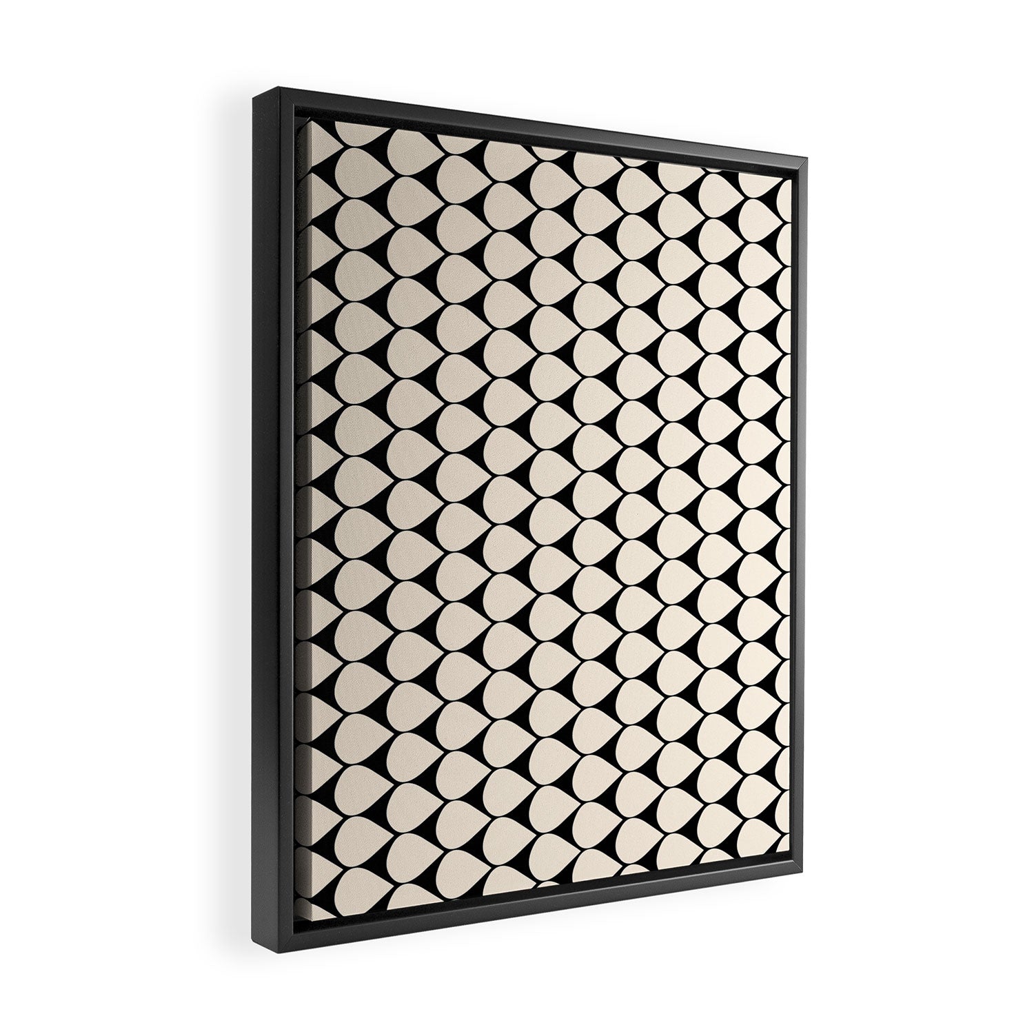 Mod Scales Pattern in Almond Cream and Black Framed Canvas Print Gallery Image 2