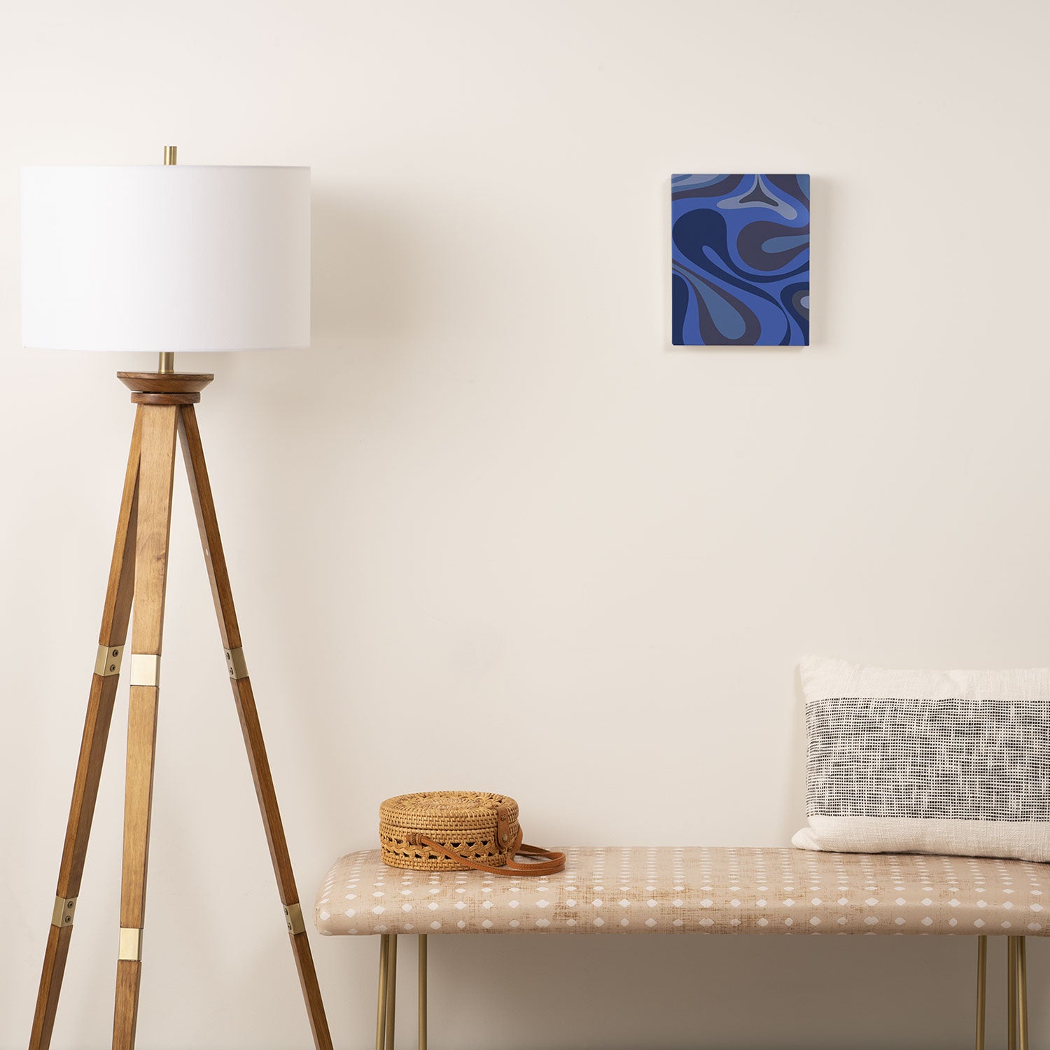 Mod Swirl Retro Abstract Pattern Blues on Blue  Canvas Print Gallery Image 2