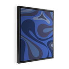 Mod Swirl Retro Abstract Pattern Blues on Blue  Framed Canvas Print Gallery Image 2
