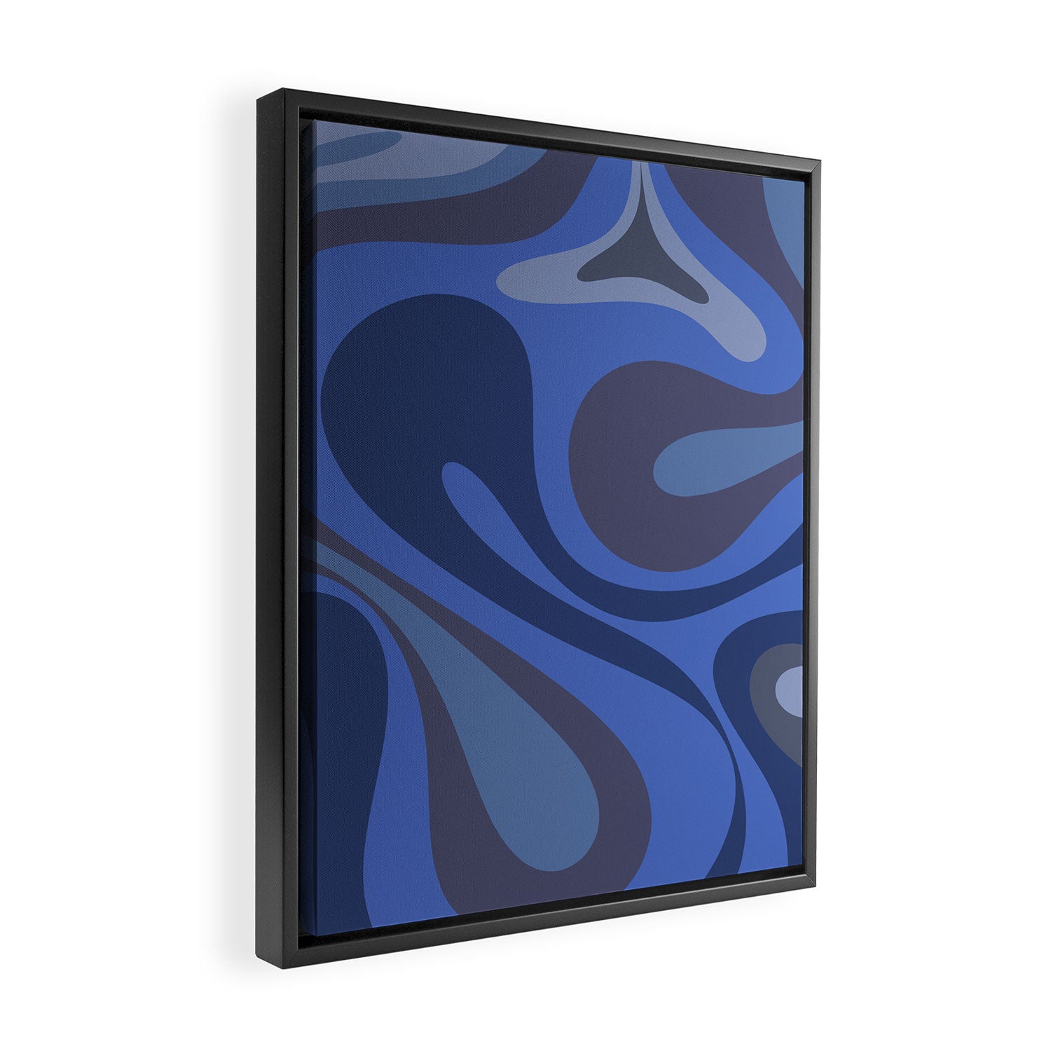 Mod Swirl Retro Abstract Pattern Blues on Blue  Framed Canvas Print Gallery Image 2