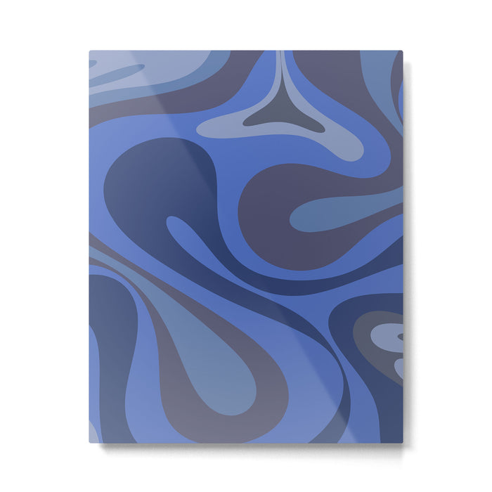 Mod Swirl Retro Abstract Pattern Blues on Blue  Metal Print Gallery Image 1