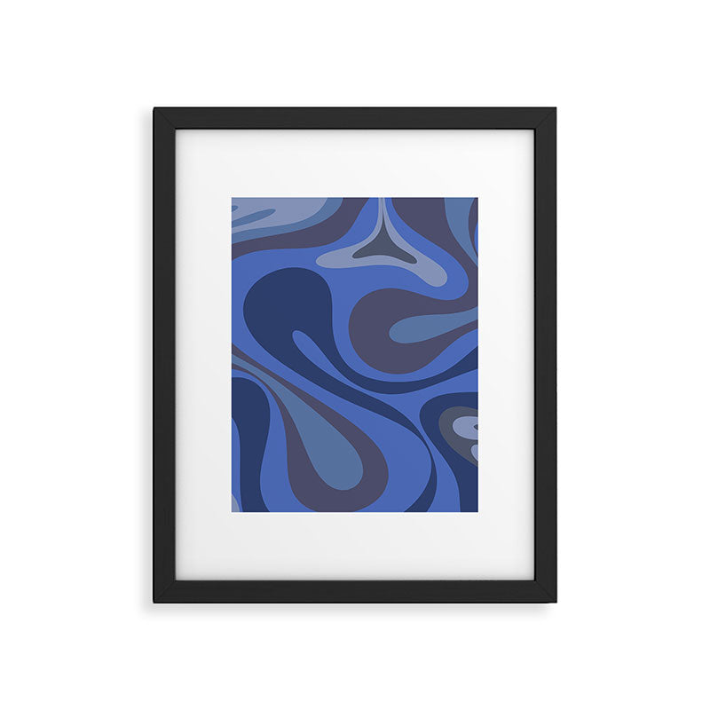 Mod Swirl Retro Abstract Pattern Blues on Blue  Framed Art Print Gallery Image 6