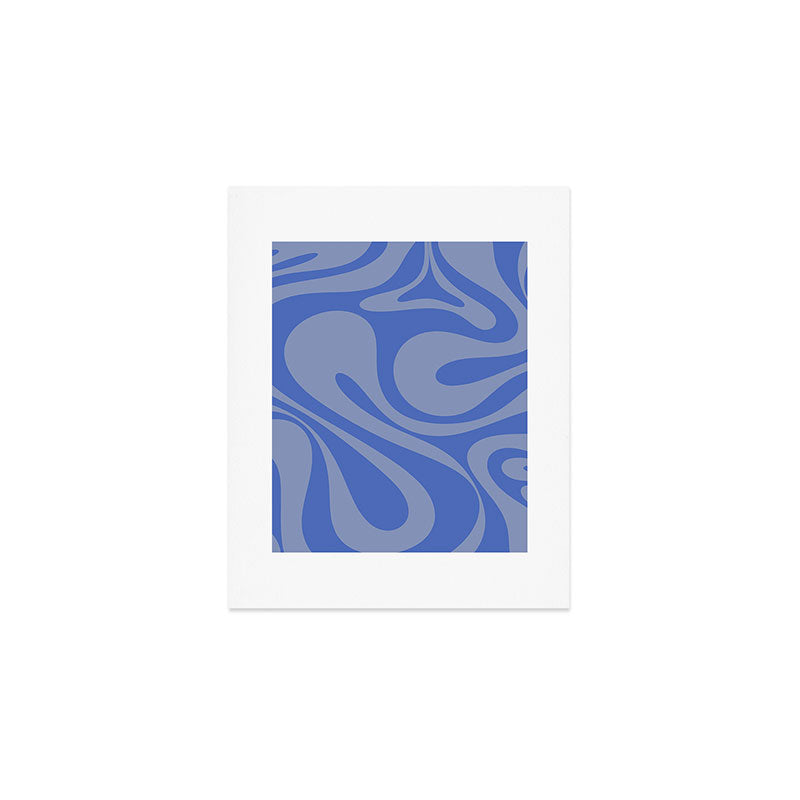 Mod Swirl Retro Abstract Pattern Blue Art Print Gallery Image 1