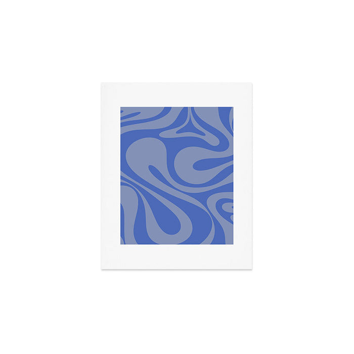 Mod Swirl Retro Abstract Pattern Blue Art Print Gallery Image 1