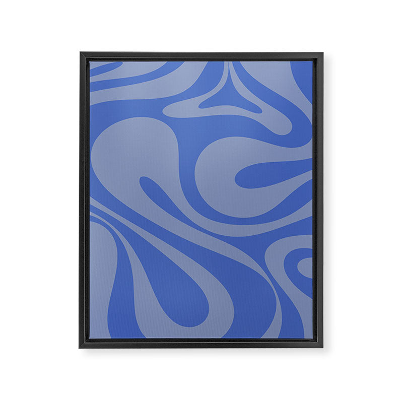 Mod Swirl Retro Abstract Pattern Blue Framed Canvas Print Gallery Image 8