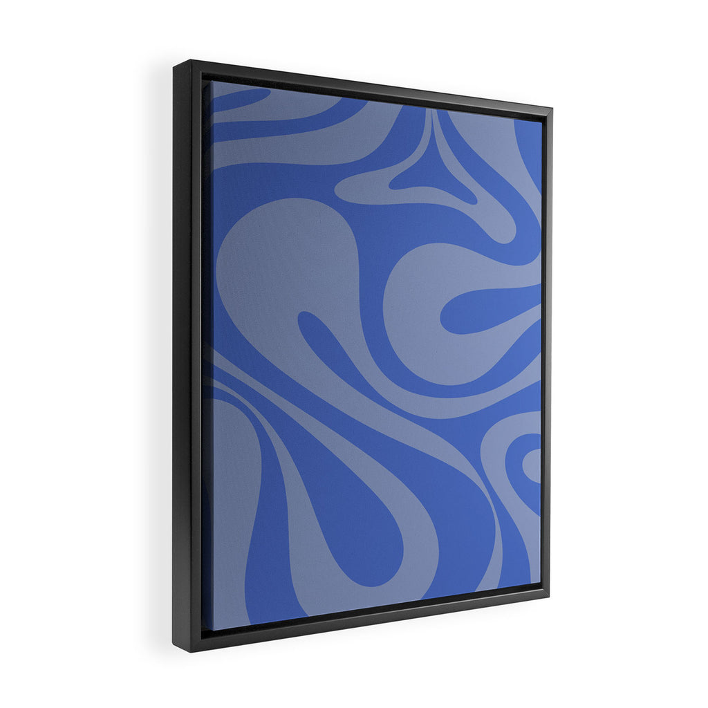 Mod Swirl Retro Abstract Pattern Blue Framed Canvas Print Gallery Image 2