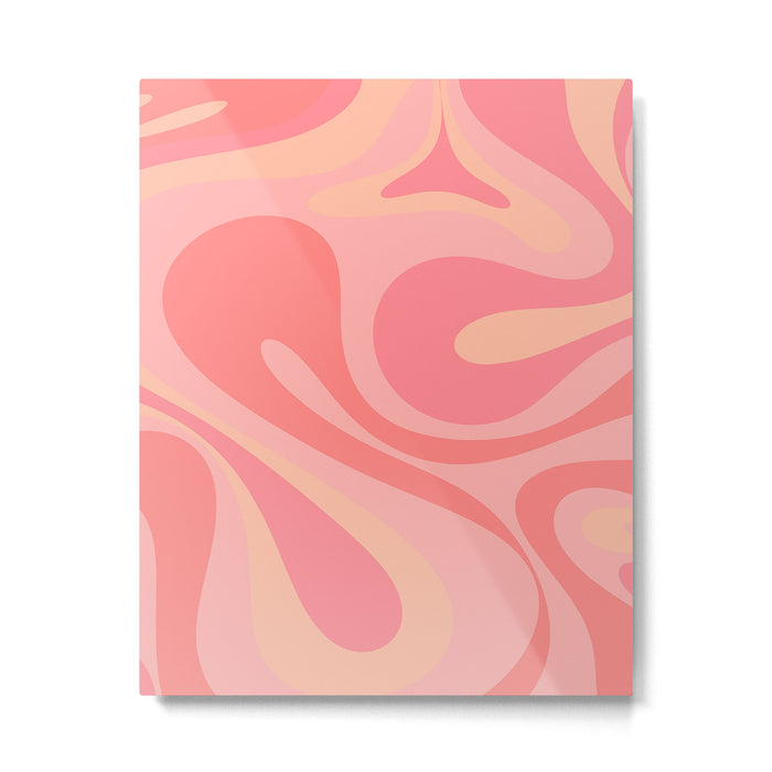 Mod Swirl Retro Abstract Pattern Blush Pink Metal Print Gallery Image 1