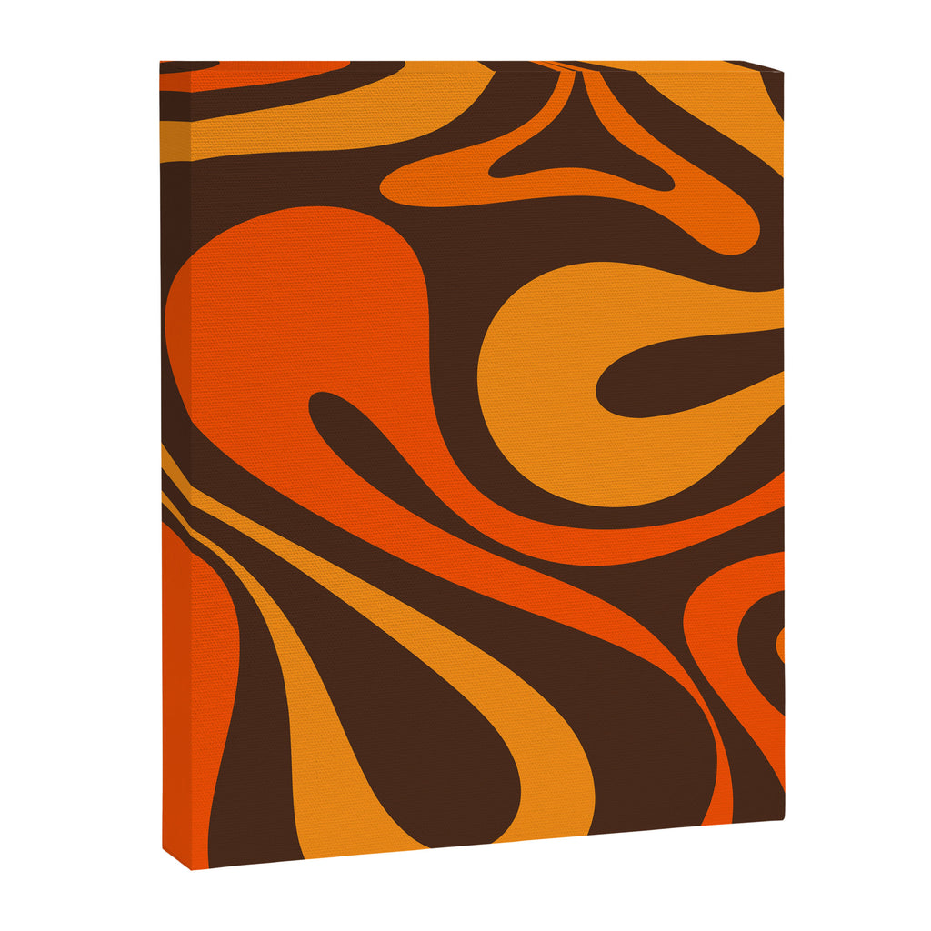 Mod Swirl Retro Abstract Pattern in 70s Brown and Orange  Canvas Print Gallery Image 8