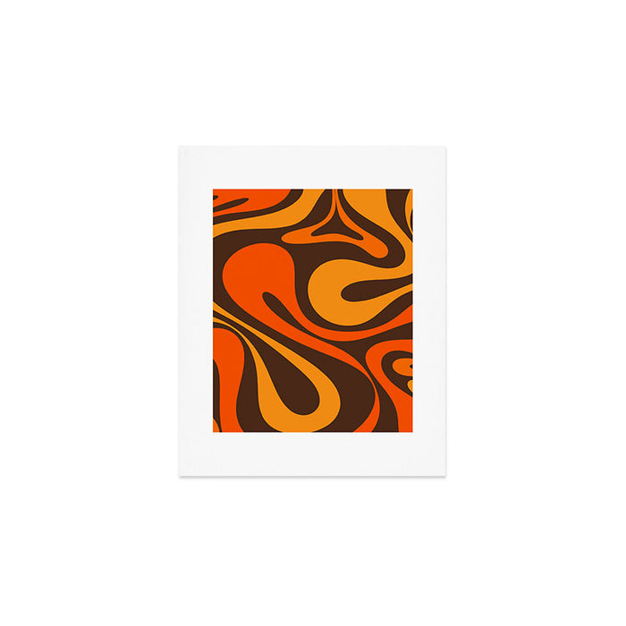 Mod Swirl Retro Abstract Pattern in 70s Brown and Orange  Art Print Gallery Image 1