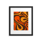 Mod Swirl Retro Abstract Pattern in 70s Brown and Orange  Framed Art Print Gallery Image 6